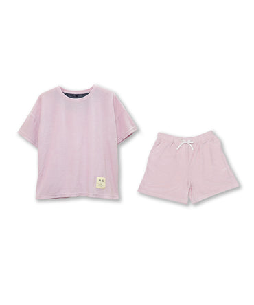 【半袖 上下セット｜レディース パイル生地】リカバリーウェア｜PRIME SLEEP｜半袖トップス + ショートパンツ