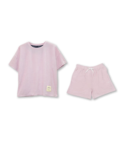【半袖 上下セット｜レディース パイル生地】リカバリーウェア｜PRIME SLEEP｜半袖トップス + ショートパンツ